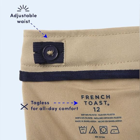 French Toast Girls Adjustable Waist Two-Tab Pleated-Front Scooter Skirt Black 18 - Picture 7 of 11